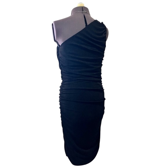 Layner Sexy One Shoulder Ruched Sleeveless Black Bodycon Dress Size M - Picture 7 of 12